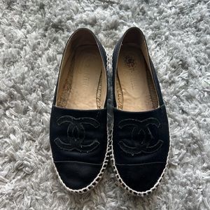 Black Satin Chanel Espadrille